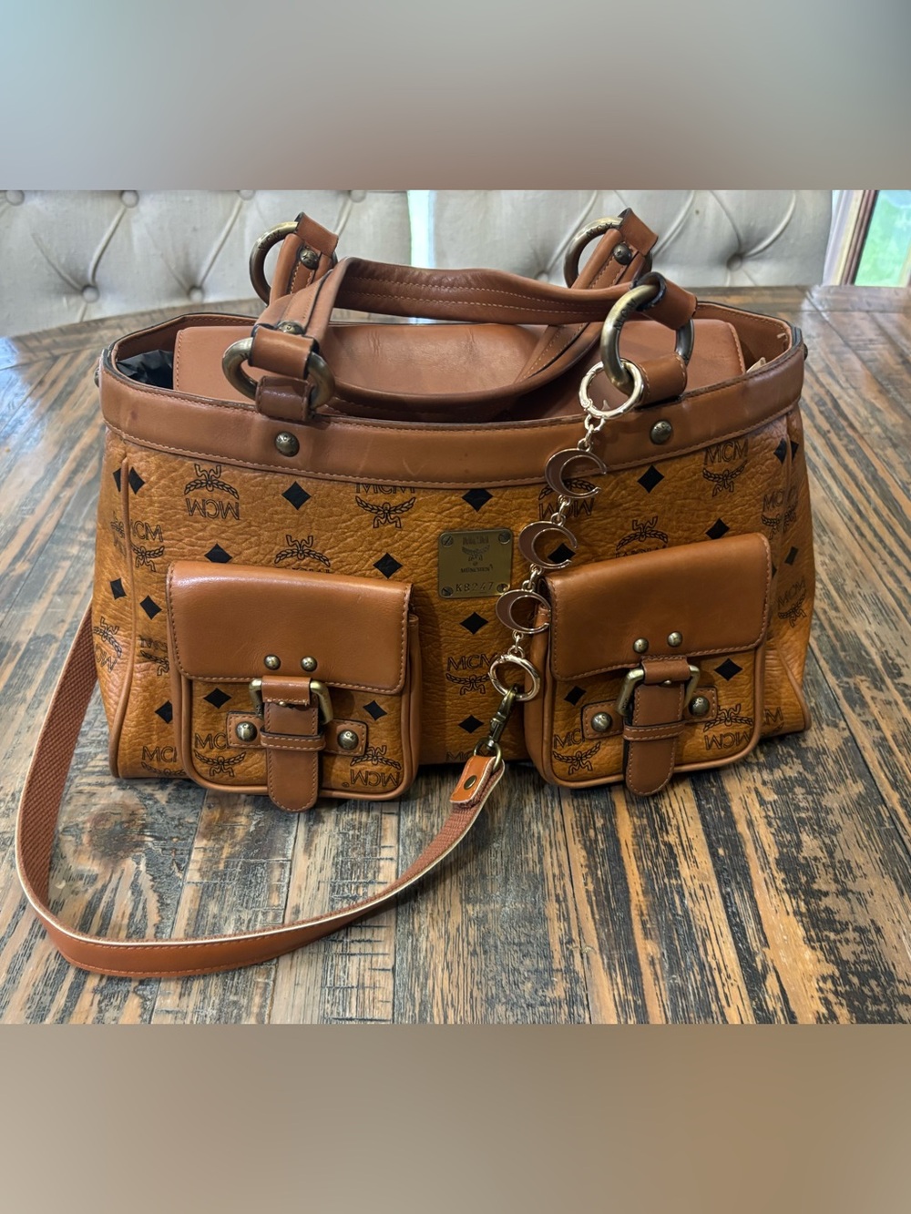 MCM Vintage Visetos Boston Satchel Bag